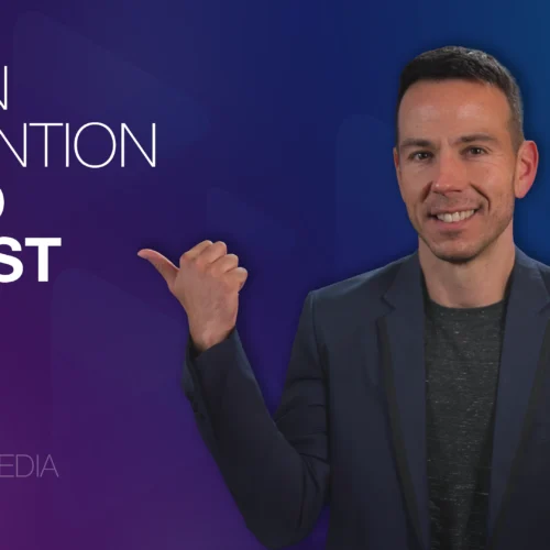 Banner with bold text "Turn Attention Into Trust" for a video explaining why video is your brand's most powerful marketing tool.