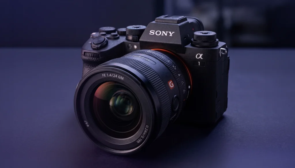 Image for the blog post Shooting 8K for 4K Delivery: The Ultimate Advantage. The image features a Sony camera close-up on a purple gradient background.