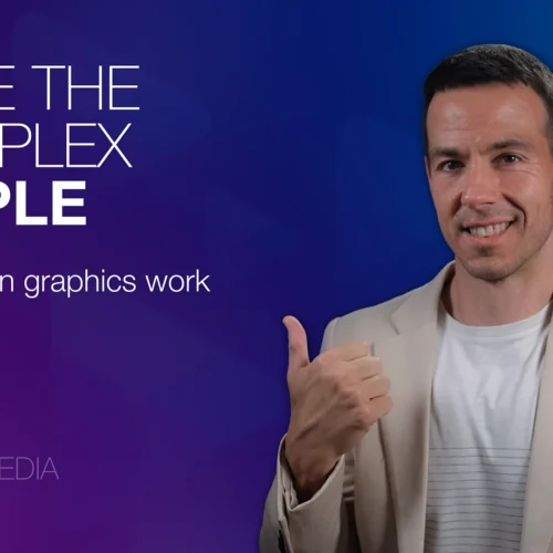 Matthew Stanton of See It Media beside the headline Make the Complex Simple and the subtitle Why motion graphics work, on a purple and blue gradient.